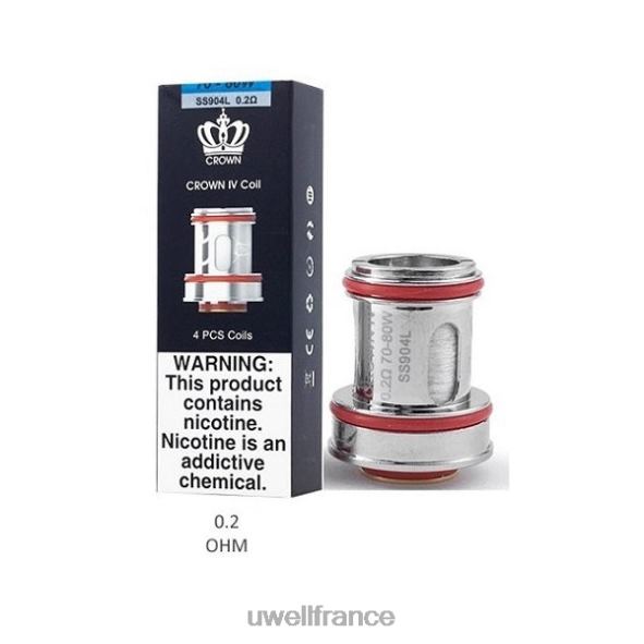 UWELL CROWN 4 bobines de remplacement (paquet de 4) | UWELL Paris double bobine 0,2 ohm 84P4N182