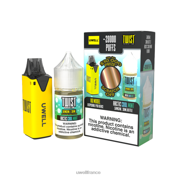 UWELL V6 appareil jetable + jus daddy's vapor 30ml - pack collab | UWELL Disposable Vape clr : jaune/flv : menthe fraîche arctique 50 mg 84P4N215