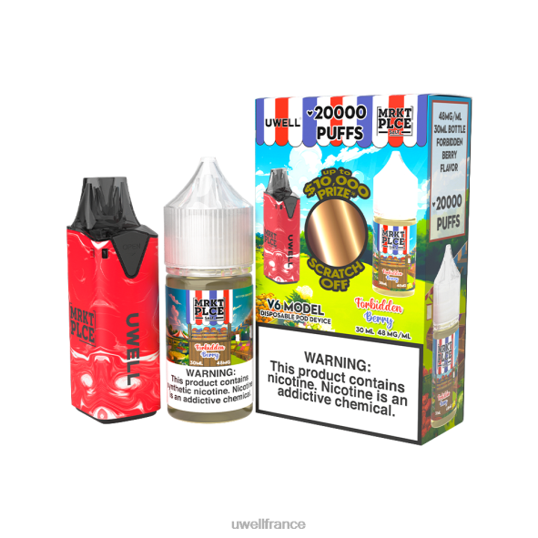 UWELL V6 appareil jetable + jus daddy's vapor 30ml - pack collab | UWELL Flavors clr : rouge/flv : baie interdite 48 mg 84P4N208