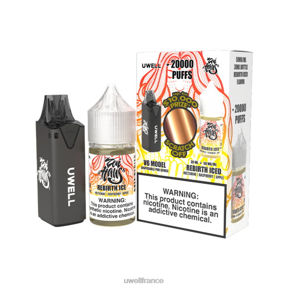 UWELL V6 appareil jetable + jus daddy's vapor 30ml - pack collab | UWELL France clr : noir/flv : renaissance glacé 50 mg 84P4N221