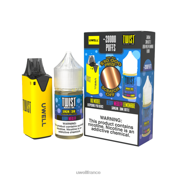 UWELL V6 appareil jetable + jus daddy's vapor 30ml - pack collab | UWELL Marseille clr : jaune/flv : limonade aux baies 50 mg 84P4N216