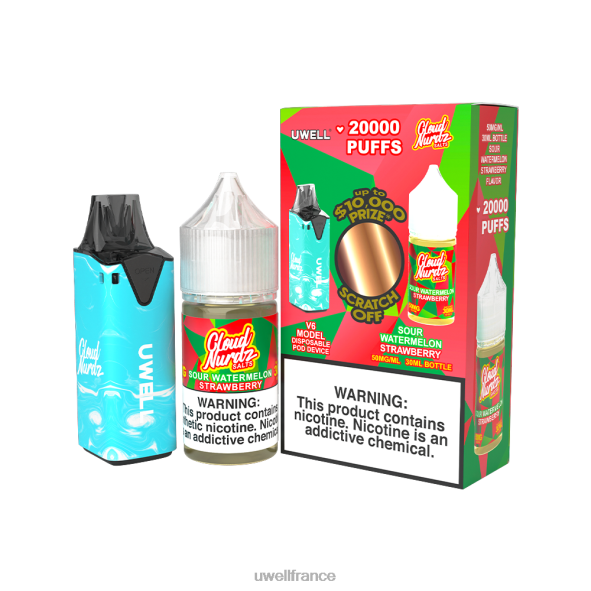 UWELL V6 appareil jetable + jus daddy's vapor 30ml - pack collab | UWELL Prix clr : bleu/flv : pastèque aigre fraise 50 mg 84P4N204