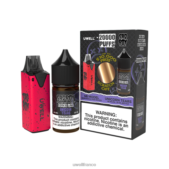 UWELL V6 appareil jetable + jus daddy's vapor 30ml - pack collab | UWELL Prix clr : rouge/flv : larmes de licorne 48 mg 84P4N214