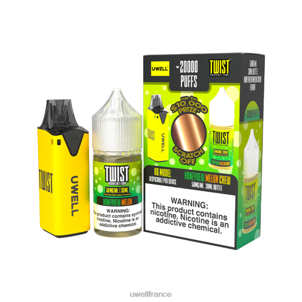 UWELL V6 appareil jetable + jus daddy's vapor 30ml - pack collab | UWELL Sale clr : jaune/flv : melon miel à mâcher 50 mg 84P4N217