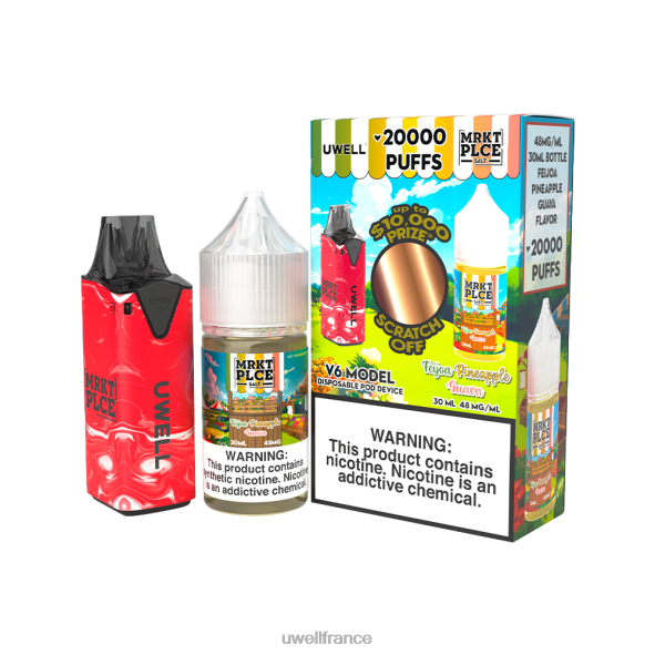 UWELL V6 appareil jetable + jus daddy's vapor 30ml - pack collab | UWELL Sale clr : rouge/flv : ananas feijoa goyave 48 mg 84P4N207