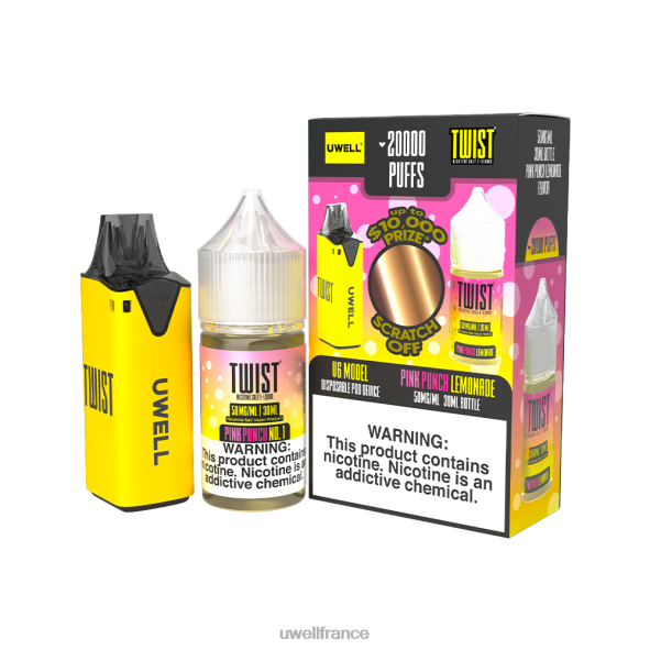 UWELL V6 appareil jetable + jus daddy's vapor 30ml - pack collab | UWELL Vape Flavors clr : jaune/flv : limonade rose punch 50 mg 84P4N219