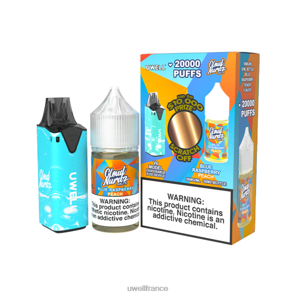 UWELL V6 appareil jetable + jus daddy's vapor 30ml - pack collab | UWELL Vape Price clr : bleu/flv : pêche framboise bleue 50 mg 84P4N203