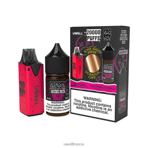 UWELL V6 appareil jetable + jus daddy's vapor 30ml - pack collab | UWELL Vape Price clr : rouge/flv : biscuit à la crème 48 mg 84P4N213